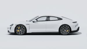 Vista exterior do Taycan Turbo S, lateral esquerda