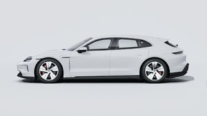 Vista exterior do Taycan 4S Sport Turismo, lateral esquerda
