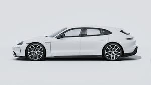 Vista exterior do Taycan Sport Turismo Black Edition, lateral esquerda