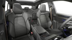Vista interior de los asientos delanteros del Cayenne Turbo Electric