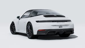 Exterior view of 911 Targa 4 GTS showing the back and left side of the car