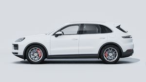 Exterior view of Cayenne S E-Hybrid showing the left side of the car