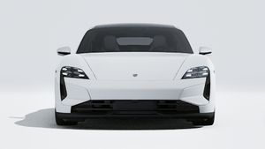 Exterior view of Taycan Turbo showing the front of the car