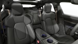 Interior view showing the front seats of Taycan Turbo S
