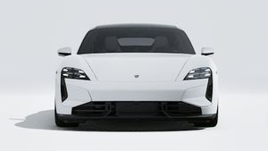 Exterior view of Taycan Turbo S showing the front of the car