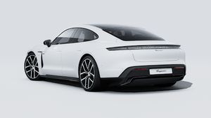 Exterior view of Taycan Black Edition showing the back and left side of the car