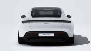 Exterior view of Taycan Black Edition showing the rear of the car