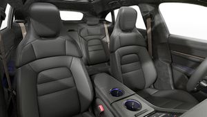 Interior view showing the front seats of Taycan Turbo Cross Turismo