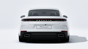 Exterior view of Panamera 4 E-Hybrid showing the rear of the car