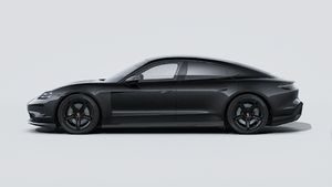 Vue extérieure de Taycan 4 Black Edition montrant le côté gauche de la voiture