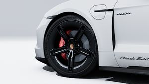 Vue extérieure du Taycan 4S Black Edition.