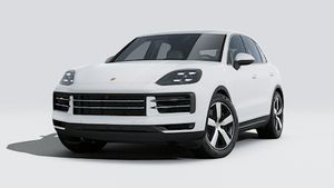 Vedere exterioară a Cayenne E-Hybrid care prezintă partea din față și partea stângă a mașinii