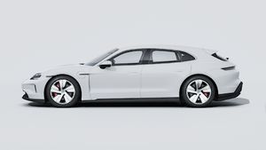 Vedere exterioară a Taycan 4S Sport Turismo care prezintă partea stângă a mașinii