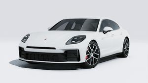 Vedere exterioară a Panamera 4S E-Hybrid care prezintă partea din față și partea stângă a mașinii