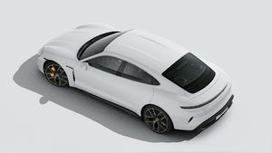 Spoljašnji izgled Taycan Turbo S odozgo
