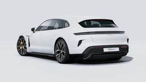 Spoljašnji pogled na Taycan Turbo S Sport Turismo koji prikazuje zadnju i levu stranu automobila
