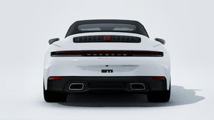 Exterior view of 911 Carrera Cabriolet showing the rear of the car
