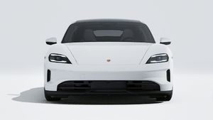 Exterior view of Taycan showing the front of the car