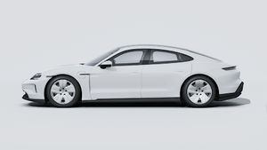 Exterior view of Taycan showing the left side of the car