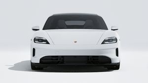 Exterior view of Taycan GTS showing the front of the car