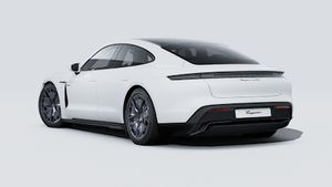 Exterior view of Taycan GTS showing the back and left side of the car