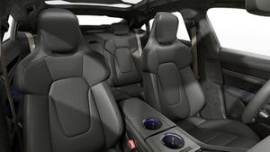 Interior view showing the front seats of Taycan Turbo S