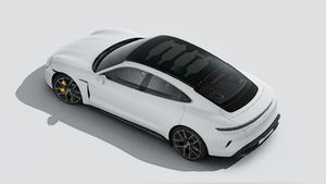 Exterior view of Taycan Turbo S seen from above