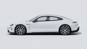 Exterior view of Taycan Black Edition showing the left side of the car