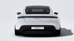 Exterior view of Taycan 4S Black Edition showing the rear of the car