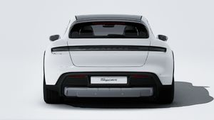 Exterior view of Taycan 4 Cross Turismo showing the rear of the car