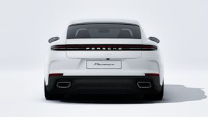 Exterior view of Panamera showing the rear of the car