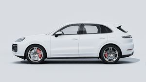 Utvändig vy av Cayenne Turbo E-Hybrid som visar bilens vänstra sida