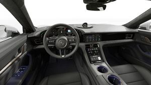 Interiörvy som visar ratten och instrumentbrädan på Taycan Turbo Cross Turismo