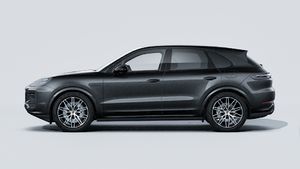 Exterior view of Cayenne E-Hybrid Black Edition showing the left side of the car
