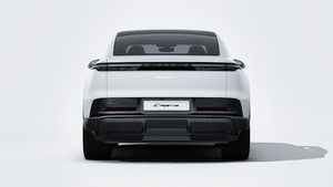 Exterior view of Cayenne Coupé Electric showing the rear of the car