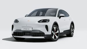 Exterior view of Cayenne S Coupé Electric showing the front and left side of the car