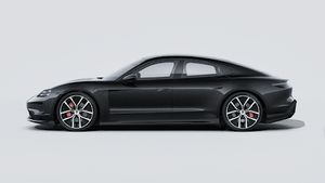 Vista exterior de Taycan 4S Black Edition mostrando el lado izquierdo del coche