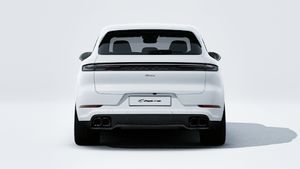 Exterior view of Cayenne Turbo E-Hybrid showing the rear of the car