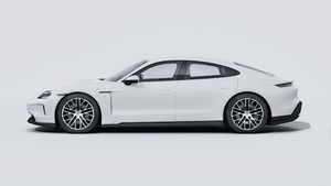 Exterior view of Taycan showing the left side of the car