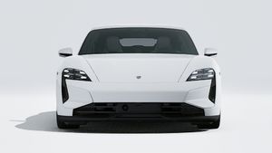 Exterior view of Taycan Turbo showing the front of the car