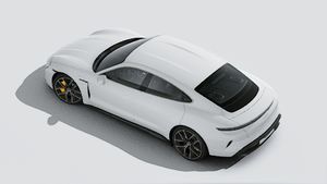 Vue extérieure de Taycan Turbo S vue d'en haut