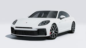 Vue extérieure de Panamera 4S E-Hybrid montrant l'avant et le côté gauche de la voiture