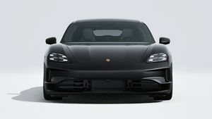 Taycan 4S Black Edition adresinin aracın ön tarafını gösteren dış görünümü