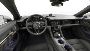 Direksiyon simidi ve gösterge panelini gösteren iç görünüm Taycan Turbo Cross Turismo