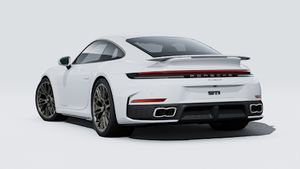Exterior view of 911 Turbo S showing the back and left side of the car