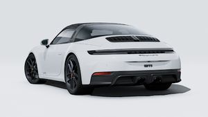 Exterior view of 911 Targa 4 GTS showing the back and left side of the car