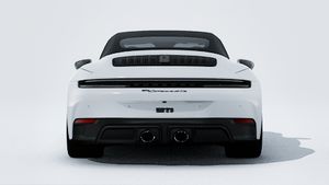 Exterior view of 911 Carrera 4 GTS Cabriolet showing the rear of the car