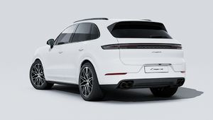 Exterior view of Cayenne Black Edition showing the back and left side of the car