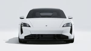 Exterior view of Taycan Turbo S showing the front of the car