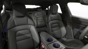 Interior view showing the front seats of Taycan Black Edition